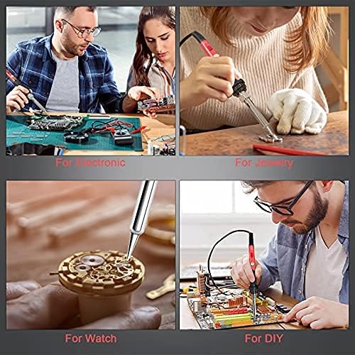 Soldering Kit, 60W Soldering Iron, 110V Welding Kit with Ceramic Heater, Portable Solder Irons with 5pcs Extra Tips, Stand, Solder Tube, Sponge, for Electronic Repair