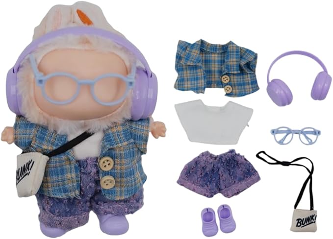 17cm Doll Clothes - 6 Set for 6.7 inches Doll Outfit，Clothing for Dolls Accessories.Cute Clothes for Dress up (dollsuit-Purple)