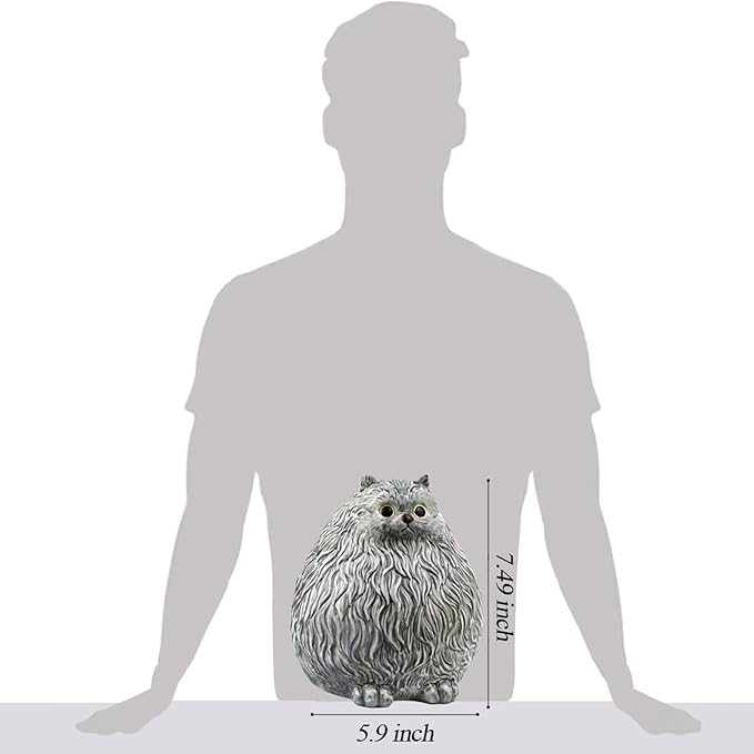 Winsterch Ceramic Piggy Bank for Boys and Girls - Money Saving Box for Kids and Adults, Grey Cat Design, 7.49 x 5.9 Inches