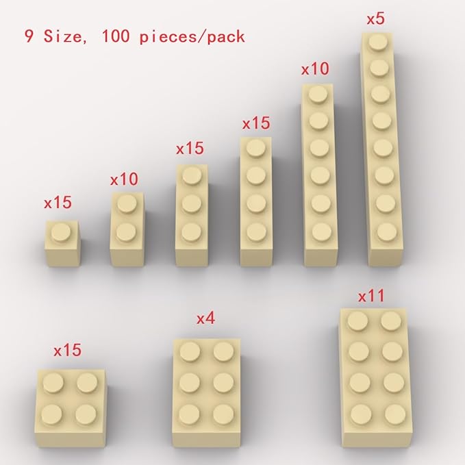 100pcs Tan Classic Building Blocks, Compatible with LEGO, Age 6+