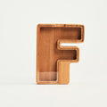 Personalized Wooden Piggy Bank – Custom Letter F Coin Bank in Beech Wood with Clear Acrylic Front, Engraved Name Option, Money Saving Box for Kids and Adults