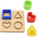 My Little Nugget Silicone (Heart) Puzzle Shape Toy with a Bamboo Base, Stacking Blocks, Safe Teething & Squeezing Play, BPA Free, Developmental and Educational Toy for Kids,
