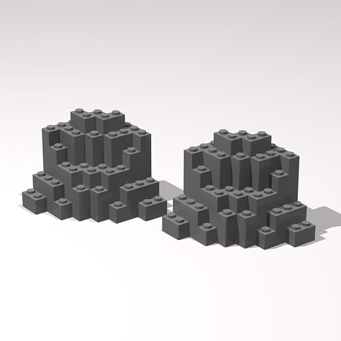 Classic Building Rock Bulk, Rockery Panel 8x8x6 Medium Symmetric 20 Piece, Compatible with Lego Parts and Pieces: (Color:Dark Gray)