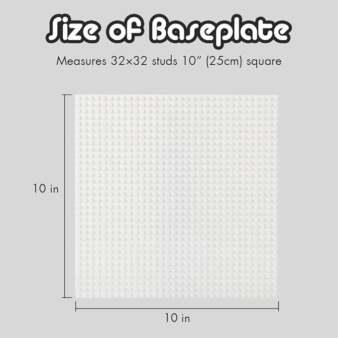 Lekebaby Classic Baseplates Building Base for Building Bricks 100% Compatible with Major Brands-Baseplate 10" x 10", Pack of 6 (White)