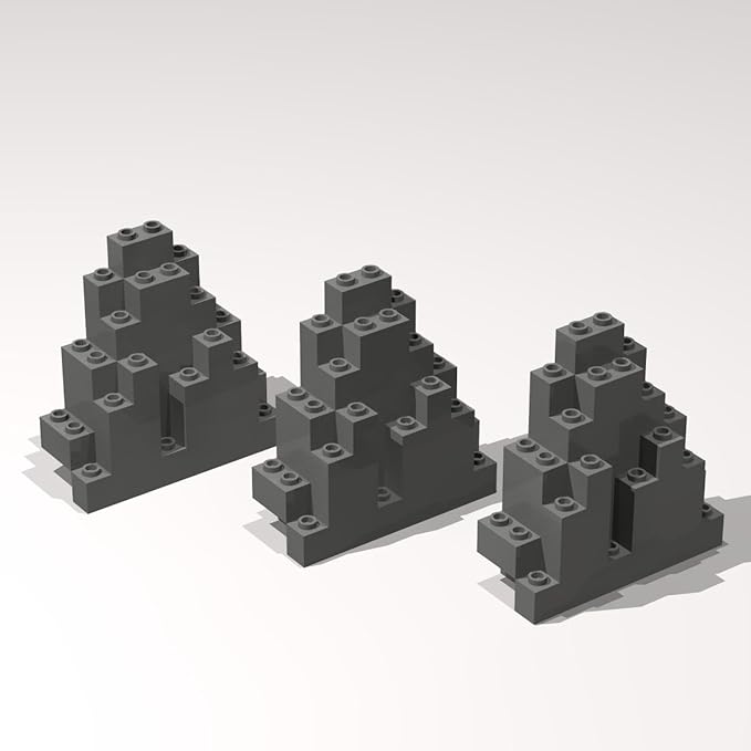 Classic Building Rock Bulk, Rockery Panel 3x8x7 Medium Symmetric 20 Piece, Compatible with Lego Parts and Pieces: (Color:Dark Gray)