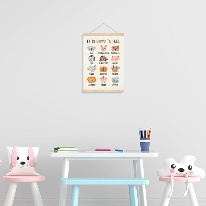 Geondos Therapy Office Decor, Canvas Poster Wood Hanger, Mental Health Poster, Therapist Office Social Worker Sign, Hanging Canvas Decor, Counseling Wall Art Prints 11.8x15.7 Inches