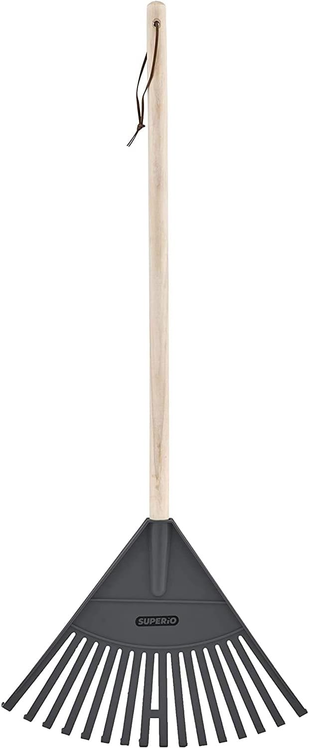 Orange Kids Size Rake, Kids Rake for Lawn with Hardwood Handle, Durable Plastic Head to Sweep Leaves on Lawn and Tidying Up The Garden, 34" by Superio