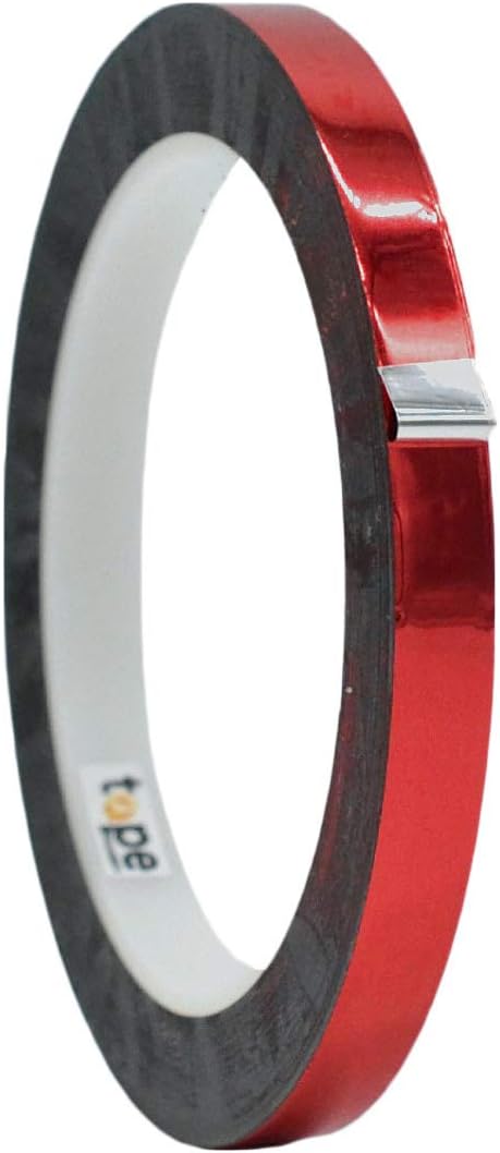 WOD MPFT2 Red Metalized Polyester Mylar Film Tape with Acrylic Adhesive, 3/8 inch x 72 yds. Vibrant Mirror Red Tape, Decor Tape for Detailing Accent Wall, Graphic Arts, Car and Boat Trim