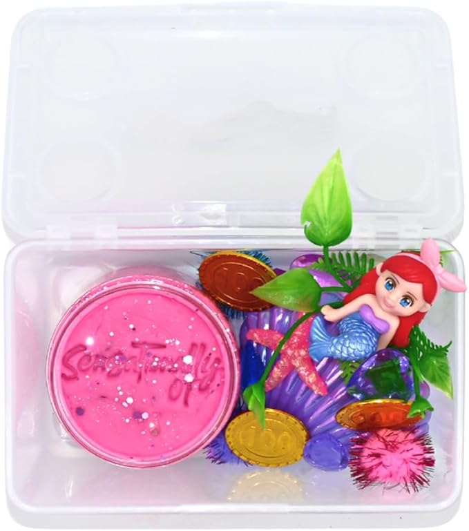 Senationally OT - 2025 Edition - Mini Mermaid Sensory Dough Kit - 1 Jar Magic Dough, Seashell Stamp, Sensory Bin & Treasure Accessories – Great Gift for Toddlers & Kids