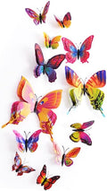 Mixed of 12PCS 3D Pink Butterfly Wall Stickers Decor Art Decorations¡­ (Rainbow Color)