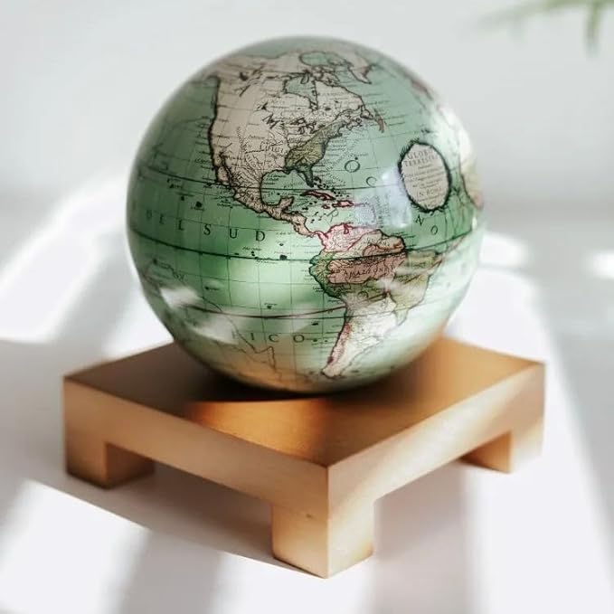MOVA Globe – Antique Terrestrial Green 6” | Rotating Solar-Powered Globe with 18th-Century Map | Elegant Vintage Desk Decor