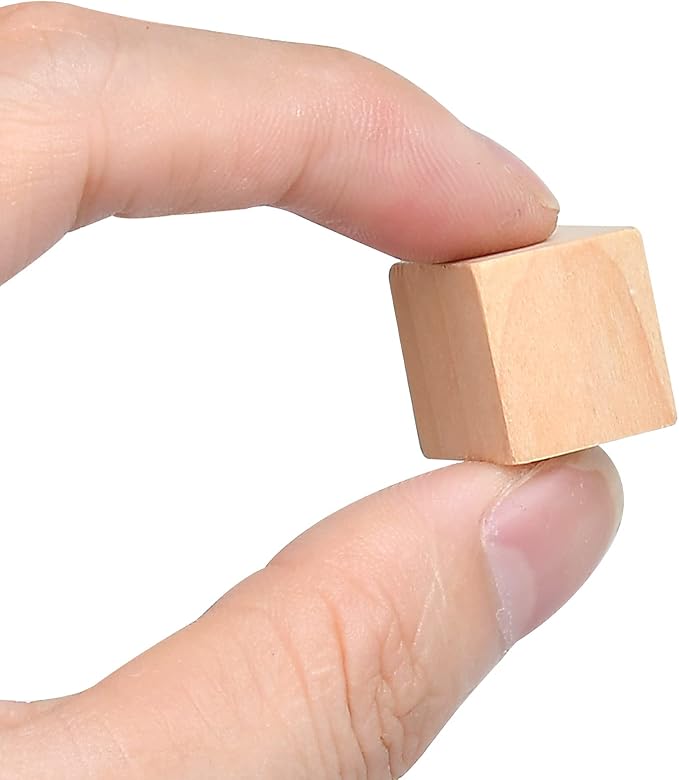Supkiir Wood Craft Cubes, 100PCS Small Wooden Holes Craft Blocks, Unfinished, 0.63"-16mm Cubic