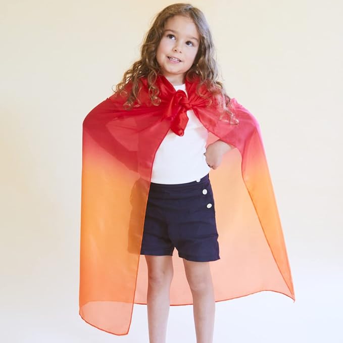 Sarah's Silks Enchanted Playsilk, 100% Silk Scarves for Kids and Toddlers, Sensory Toys | Bright Square Scarves, Montessori Waldorf Toys for Imaginative and Pretend Play - Fire