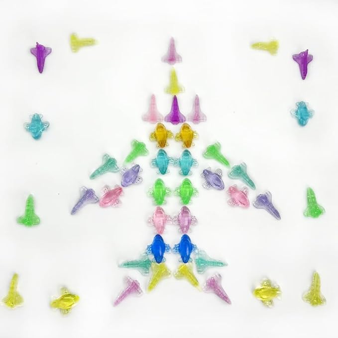 HappyFiller 90 Pcs Acrylic Mini Planes Small Plastic Airplane Bulk 9 Colors Perfect for Crafting, Party Favors,Home Decor, Table Scatters,Creative Art Projects