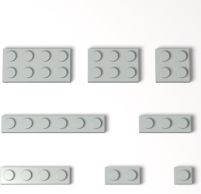 100 Pieces Classic Building Plate Assortment Pack, 8 Sizes Small Baseplates Multipacks, Compatible with Lego Parts and Pieces, Small Plate for Building(Color:Light Gray)