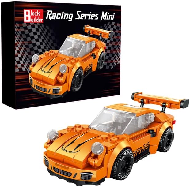 Block Builder 911 Racing Car Building Block Set (230 Pieces). Racing Car Building Blocks for Kids and Adults