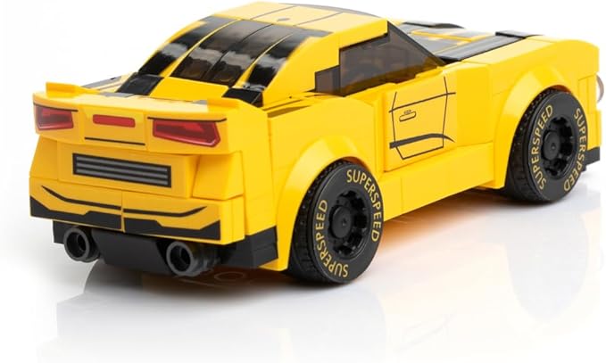 Block Builder Racing Car Building Block Set. Racing Car Building Blocks for Kids and Adults (Yellow)