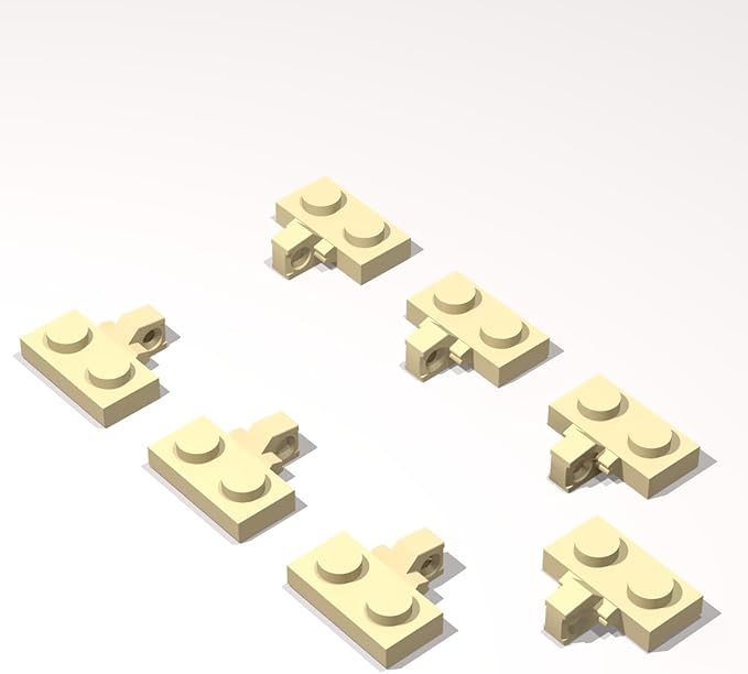 Classic Building Hinge Plate Bulk, 1x2 Locking with 1 Finger on Side with Groove 100 Piece, Compatible with Lego Parts and Pieces: (Color:Tan)