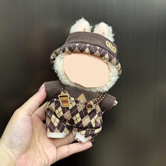 (2 Set) XMBYGY Doll Clothes for Labubu(for 17/15cm Standing/Sitting Doll)(NO Doll) - Accessories Clothes Dress up for Dolls Outfit Included Figures Clothing and Hat for Girl Woman (LB20+LB21)