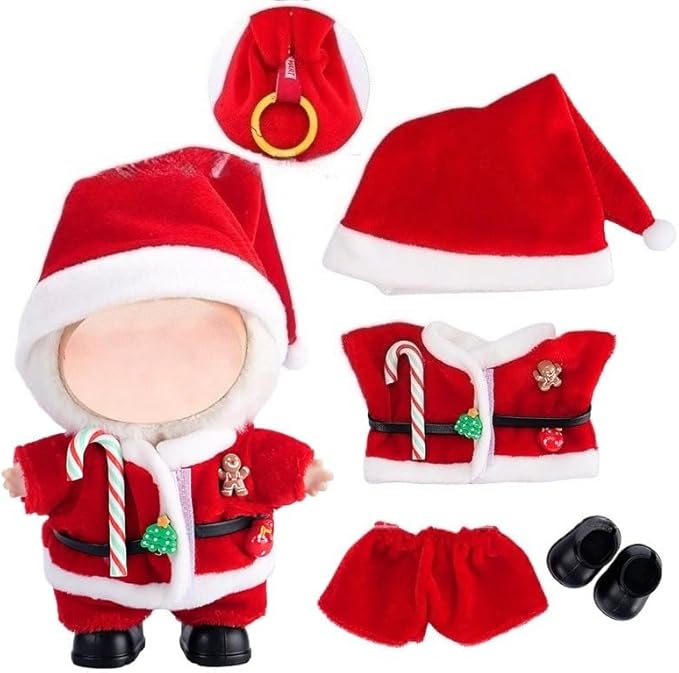 17cm Doll Clothes Outfit Dress Up Suitable for 6.7 inch Hight , Accessories Suit No Doll Only Clothing Christmas Set (Set 5) 1hat+1shoes+1coat+1pant.