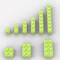 100 Piece Grass Green Classic Building Blocks, Compatible with LEGO, 9 Sizes, A0001