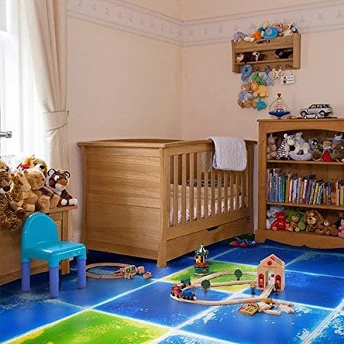 Art3d 1-Pack Fancy Floor Tile for Kids Room Liquid Encased Floor Tile, 11.8" x 11.8" Blue