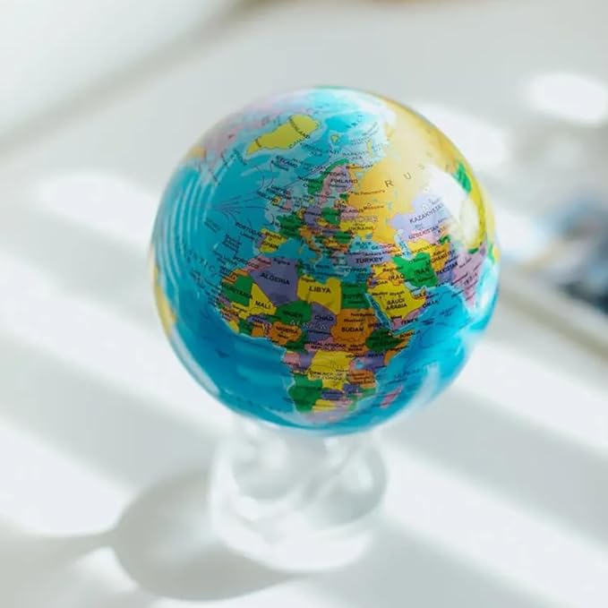 MOVA Globe – Blue Political Map 8.5” | Rotating World Globe Powered by Light | Educational Home Decor, No Batteries or Wires Needed