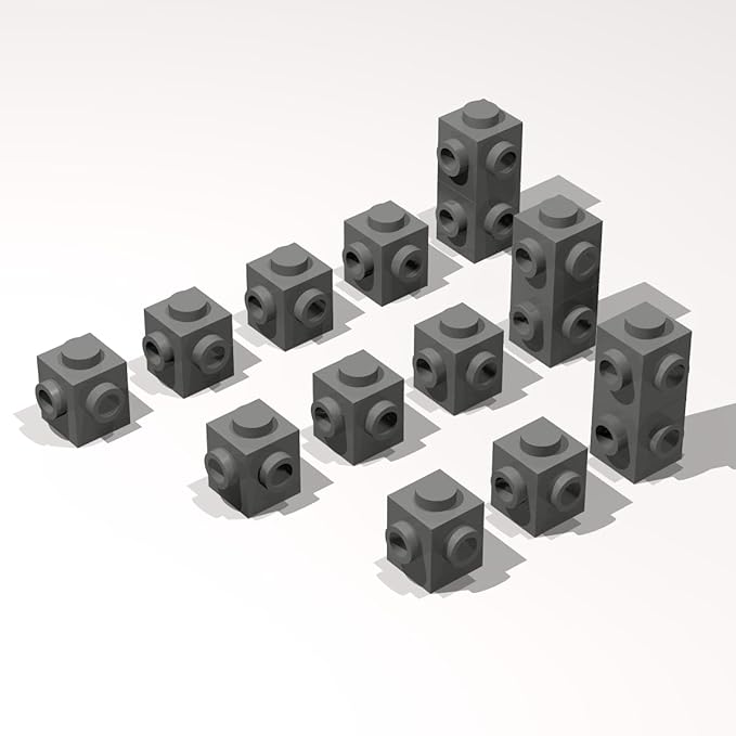 Classic Building Brick Bulk, 1x1 with Studs on 2 Sides Adjacent 120 Piece, Compatible with Lego Parts and Pieces: (Color:Dark Gray)