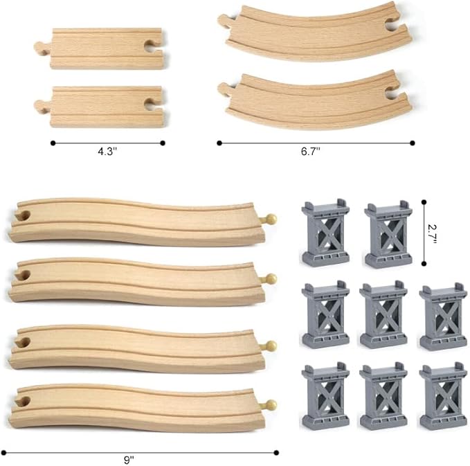 Wooden Train Bridges, Viaduct Bridge, Wooden Train Track Accessories, Wood Train Tracks, Train Tracks Compatible with All Major Brands, Wood Toys for Girls & Boys