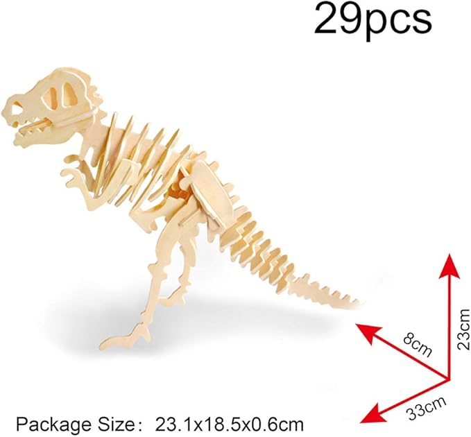 Georgie Porgy 3D Wooden Puzzles for Kids Toys Construction Woodcraft Kits DIY Model Puzzle Kits Birthday Gifts Pack of 3 (T-Rex Spinosaurus Stegosaurus)