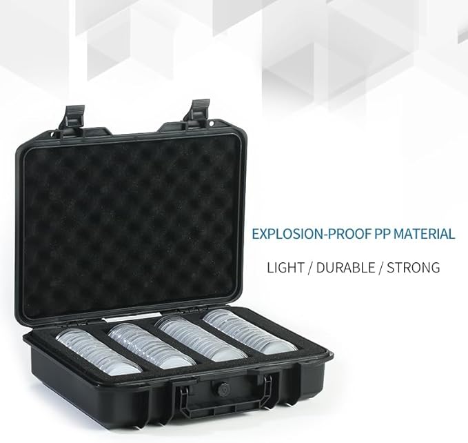 Coin Capsules Case,60 Pieces 46mm Coin Capsules,with Foam Separates and Plastic Storage Organizer Box,6 Sizes (20/25/30/35/40/46mm) Coins Collector Case Holder