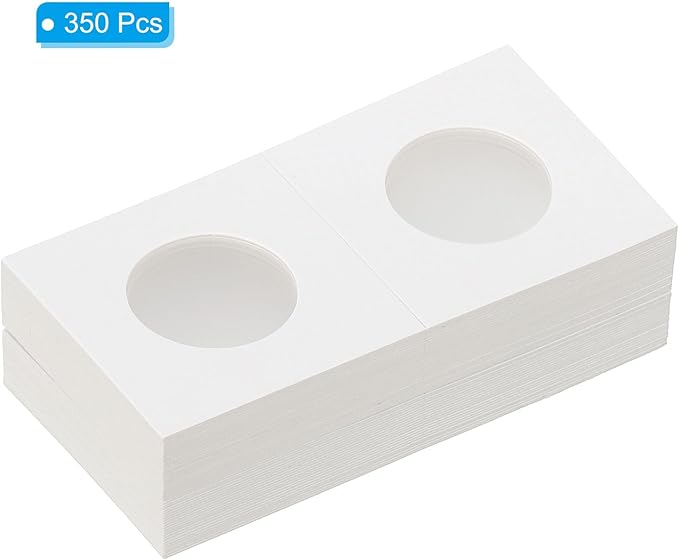 PATIKIL 2x2 Coin Flips, 350 Pack 27.5mm Cardboard Coin Holder Paper Coin Holders for Coin Collection Supplies Collector, White