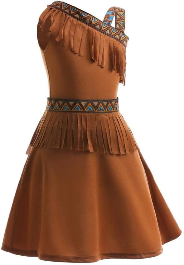 Dressy Daisy Toddler Little Girl Native American Princess Halloween Costume Fancy Party Dress Up Set with Headband
