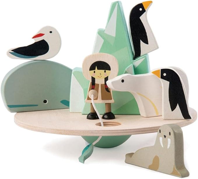 Tender Leaf Toys - Balancing Polar Circle - 9 Piece Wooden Stacking and Balancing Toy & Educational Game - STEM Toy - Early Learning to Develop Strategic Thinking and Fine Motor Skills - Age 3+
