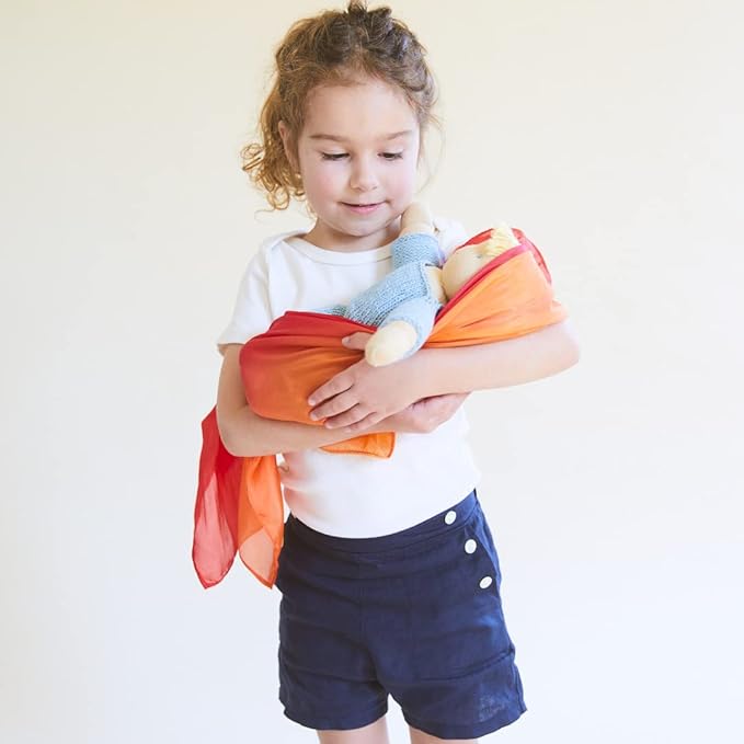Sarah's Silks Enchanted Playsilk, 100% Silk Scarves for Kids and Toddlers, Sensory Toys | Bright Square Scarves, Montessori Waldorf Toys for Imaginative and Pretend Play - Fire