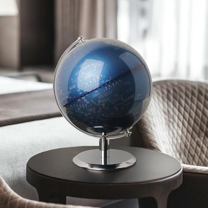 World Globe with Stainless steel Stand, 8inch Earth Modern Desktop Globe For Educational Home Office Desk Bookshelf Decor, Cool Tech Gift for Business Men Father Boys Adults & Kids