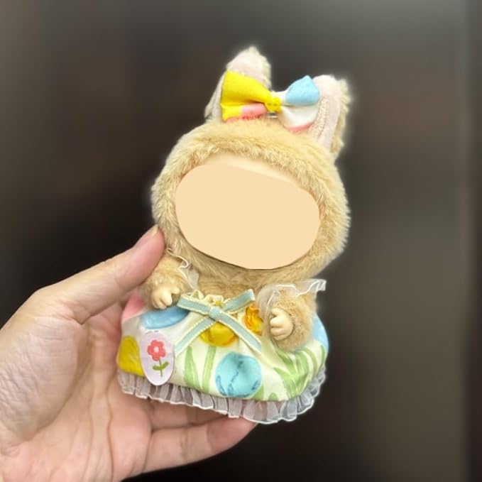 (2 Set) XMBYGY Doll Clothes for Labubu(for 17/15cm Standing/Sitting Doll)(NO Doll) - Accessories Clothes Dress up for Dolls Outfit Included Figures Clothing and Hat for Girl Woman (LB5+LB23)