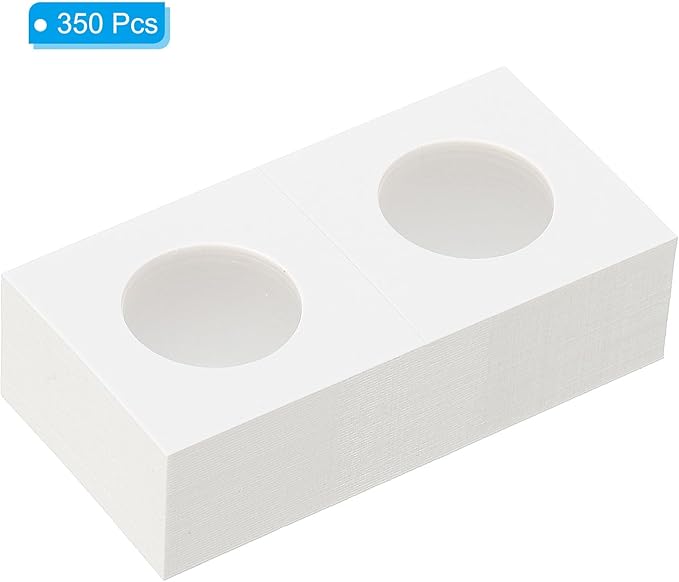 PATIKIL 2x2 Coin Flips, 350 Pack 29mm Cardboard Coin Holder Paper Coin Holders for Coin Collection Supplies Collector, White