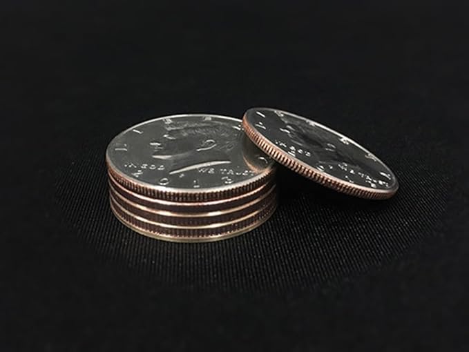 Dynamic Coins Copper Box,US Half Dollar Version Magic Tricks Gimmick Coin Vanish Magic Fly Coin Magic Close Up Street Coin Money