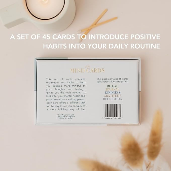 Mind Cards | 45 Cards for Daily Rituals, Gratitude & Journaling for Men and Women | Simple Steps to Positive Habits, Self Care for Busy Lives & Careers