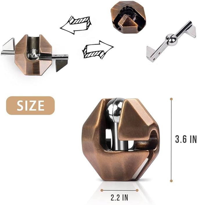 Fun Metal Brain Teaser Puzzle Games - Adults Mind 3D Toys -Teens IQ Insight Challenge - Educational Gift for Ages 12+ （3PCS）