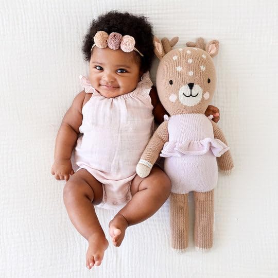 cuddle + kind Violet The Fawn Regular 20" Hand-Knit Doll – 1 Doll = 10 Meals, Fair Trade, Heirloom Quality, Handcrafted in Peru, 100% Cotton Yarn