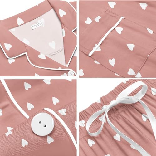 SWOMOG Womens Button Down Pajamas Set Short Sleeve Sleepwear Bride Soft Pj Lounge Sets XS-3XL
