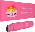 Dumpster on Fire, Pink Funny Desk Pad, Gaming Mouse Pad，23.6x11.8 inch Computer Mouse Mat Keyboard for Home Office，I’m Fine It's Fine Everything’s Fine