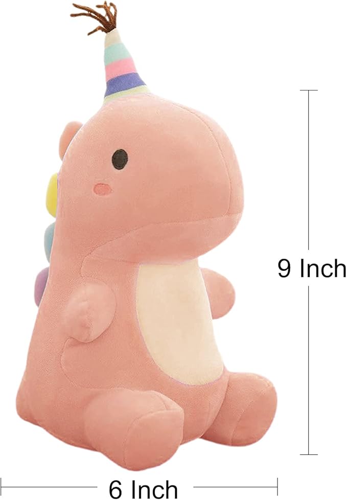 Stuffed Animal Plush Toys, Cute Dinosaur Toy, Soft Dino Plushies for Kids Plush Doll Gifts for Boys Girls (Pink, 9 Inch)