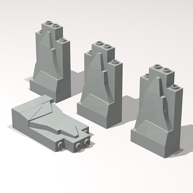 Classic Building Rock Bulk, Rockery Panel 2x4x6 Medium Symmetric 10 Piece, Compatible with Lego Parts and Pieces: (Color:Light Gray)