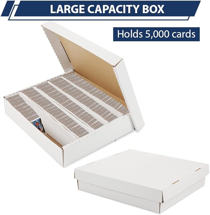 CROSSDESIGN Graded Card Storage Box Sport Trading Card Corrugated Cardboard Holder Container Holds 5000 Count(White Corrugated Paper)