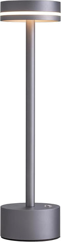PUSU Portable Table Lamp Battery Powered LED Lamp Cordless Table Lights 3-Level Brightness Touch Control, for Home Office Bedroom Hotel Room Restaurant Outdoor(Gray)