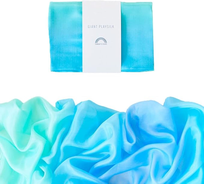 Sarah's Silks Giant Playsilk | 100% Silk Toy for Toddlers | Bright Colored Large Scarves for Fort Building and Pretend Play - Sea
