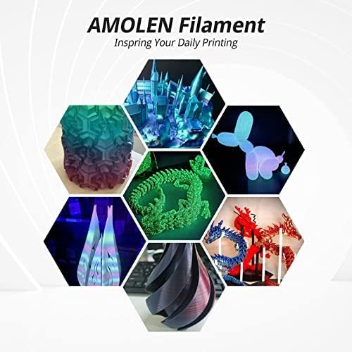 AMOLEN 3D Printer Filament, PLA Filament 1.75mm, Glow in The Dark Filament Blue Starry Sky, Best with UV Lamps, Fit Most 3D FDM Printers, Dimensional Accuracy +/- 0.02 mm, 1kg(2.2lbs) Spool